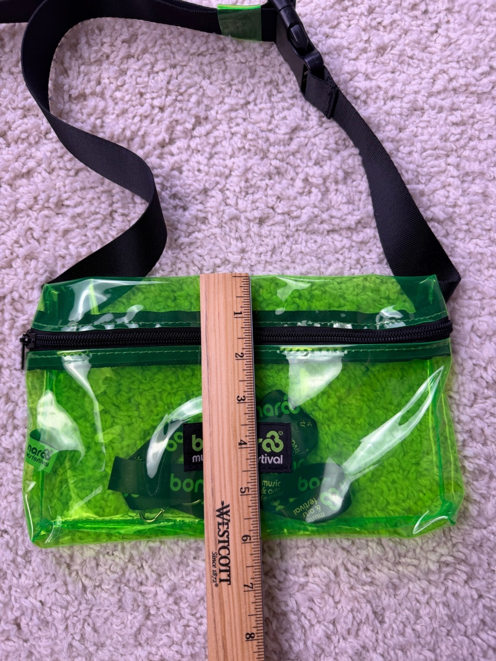 Bonnaroo Neon Green Clear Crossbody Bag/Fanny - Picture 4 of 5